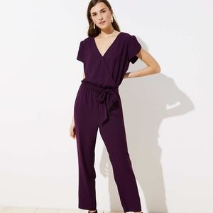 LOFT PETAL SLEEVE TIE WAIST JUMPSUIT sz 00P